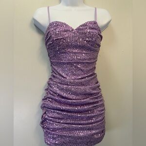 Hello Molly Lavender Sequin Mini Dress